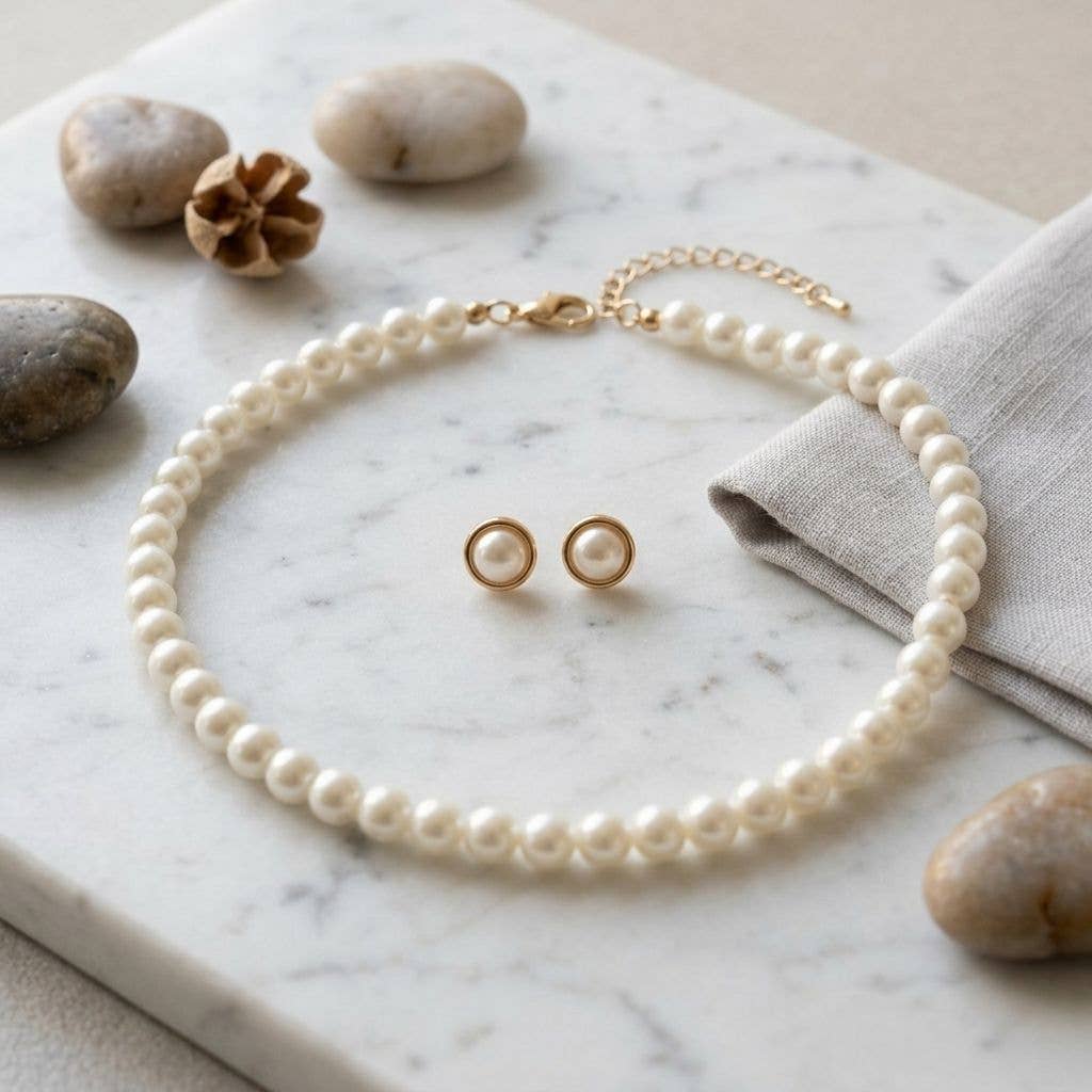 10mm Cream Glass Pearl Thread Knot Necklace