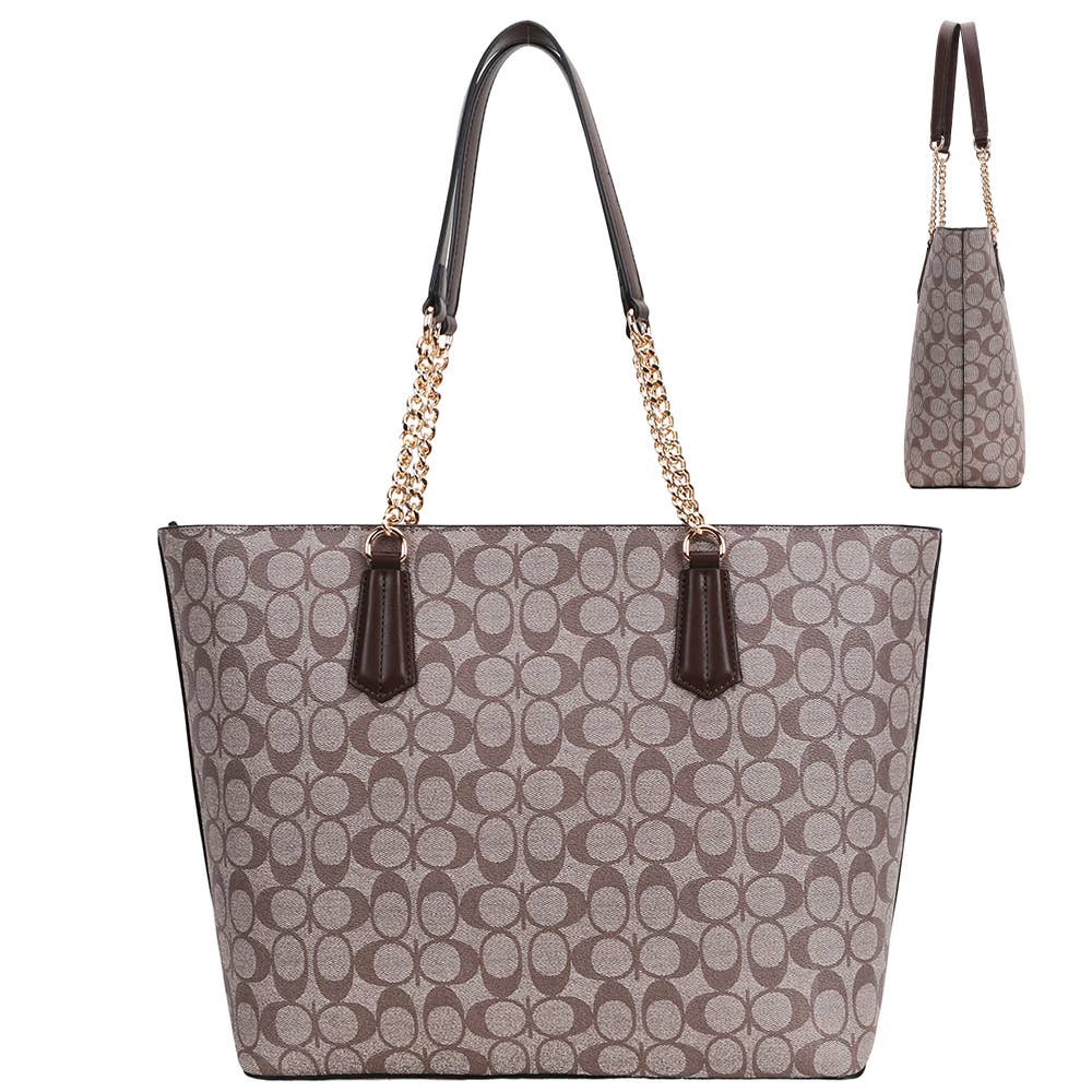 2IN1 OVAL MONOGRAM TOTE BAG W WALLET SET, XFT 9227T