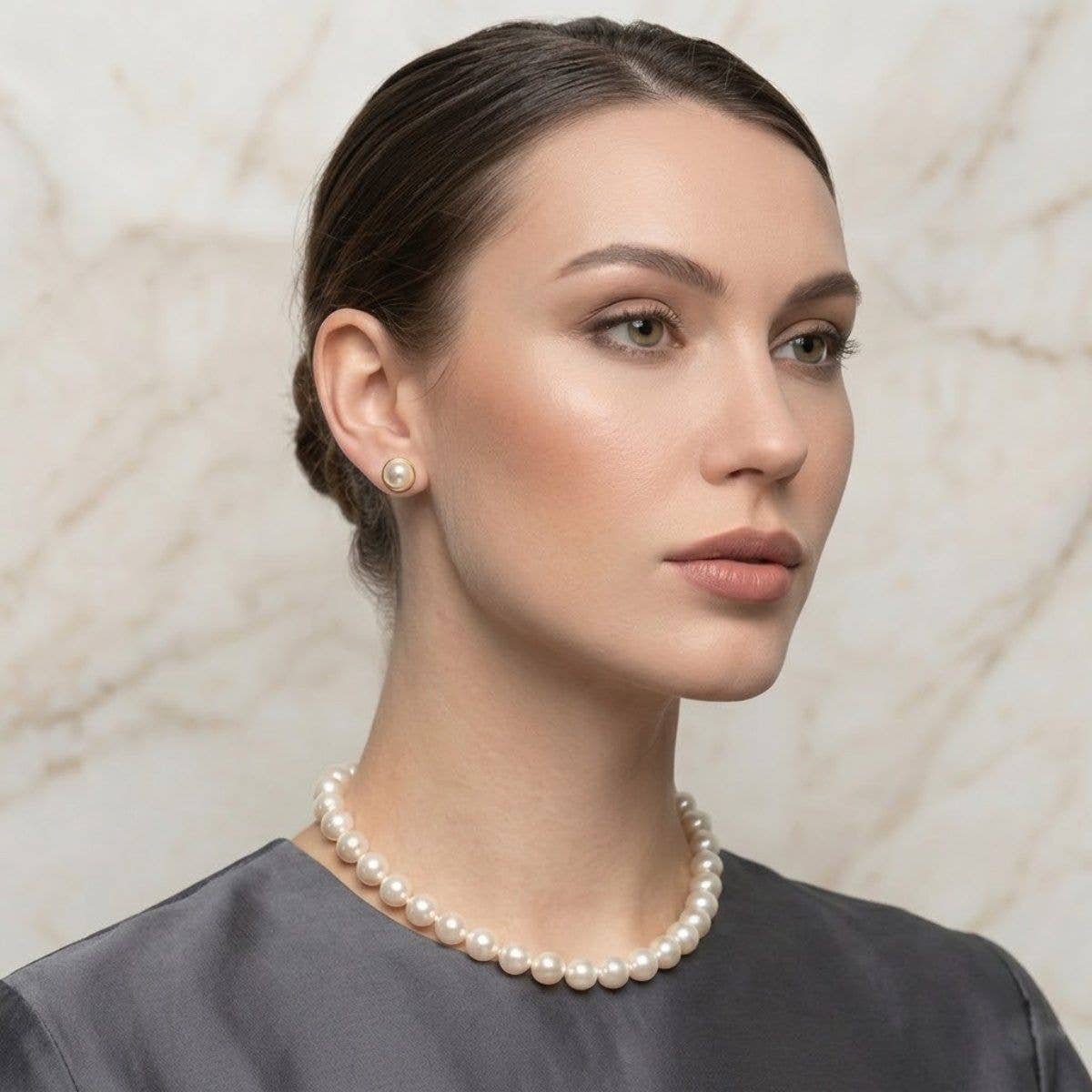 10mm Cream Glass Pearl Thread Knot Necklace