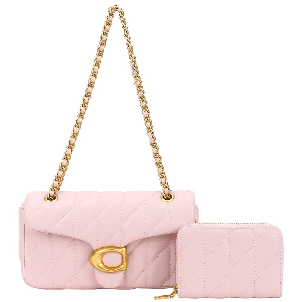 The Midnight Luxe Quilted Handbag & Wallet Set
