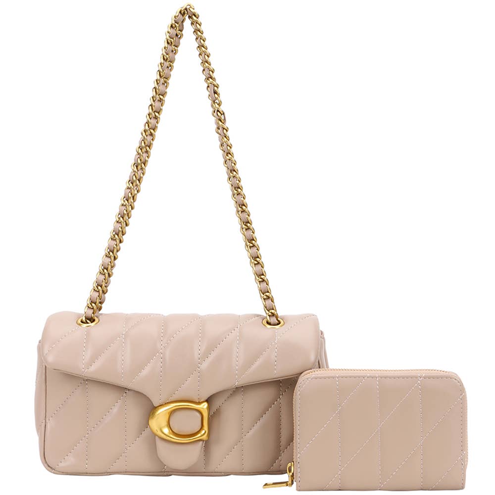The Midnight Luxe Quilted Handbag & Wallet Set
