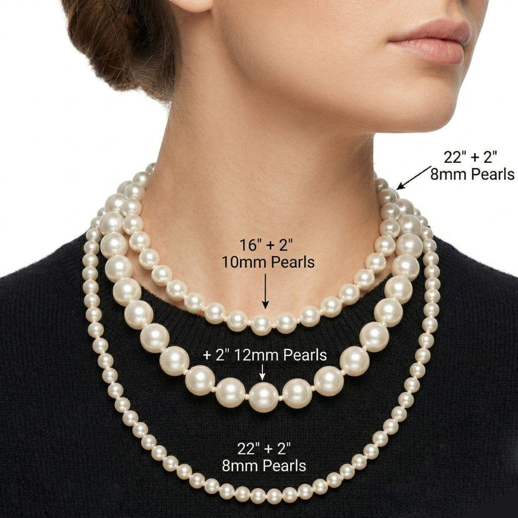 10mm Cream Glass Pearl Thread Knot Necklace