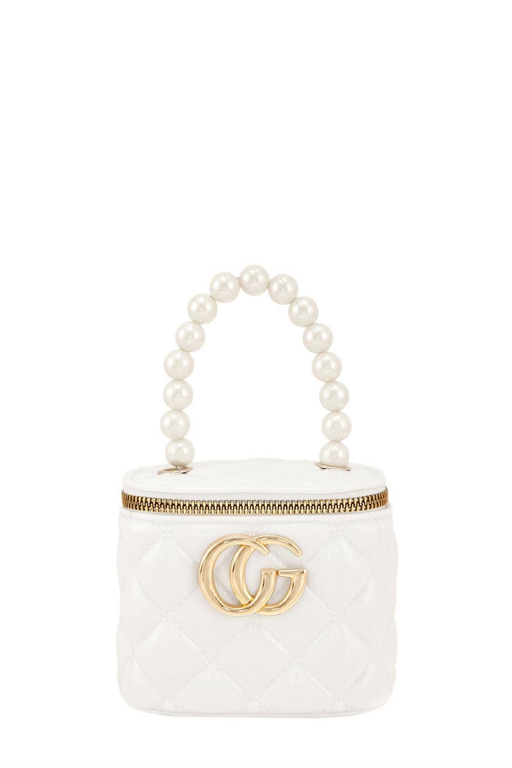 Quilted Vanity Bag With Pearl Handle 2190