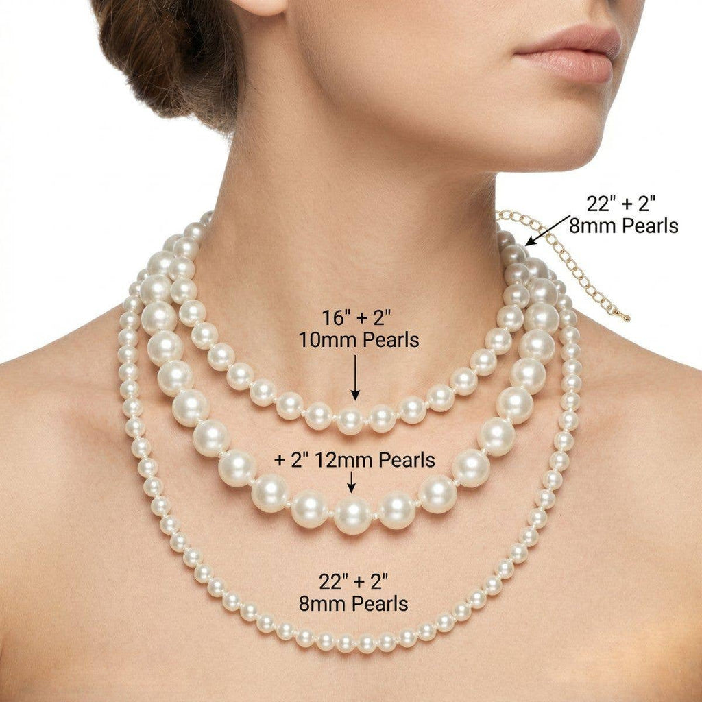 10mm Cream Glass Pearl Thread Knot Necklace