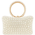 Pearl All Over Round Handle Evening Clutch Bag, LVBA 0424