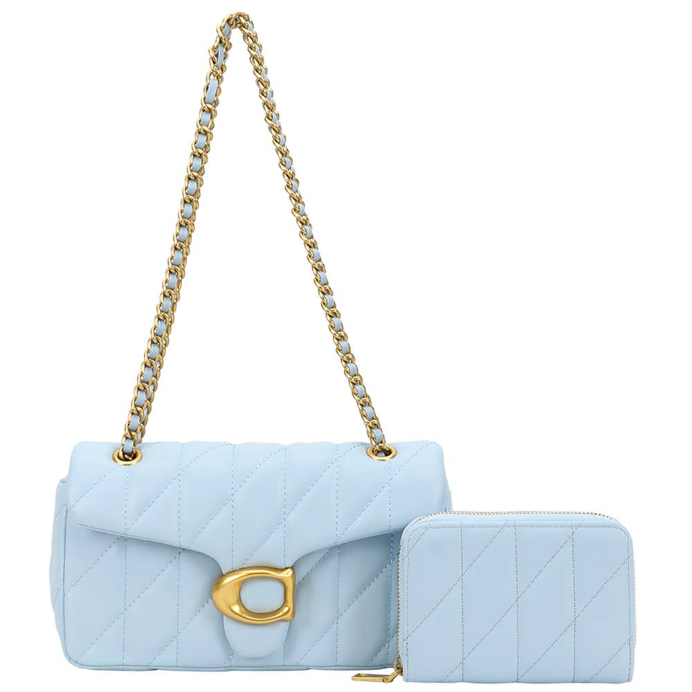 The Midnight Luxe Quilted Handbag & Wallet Set