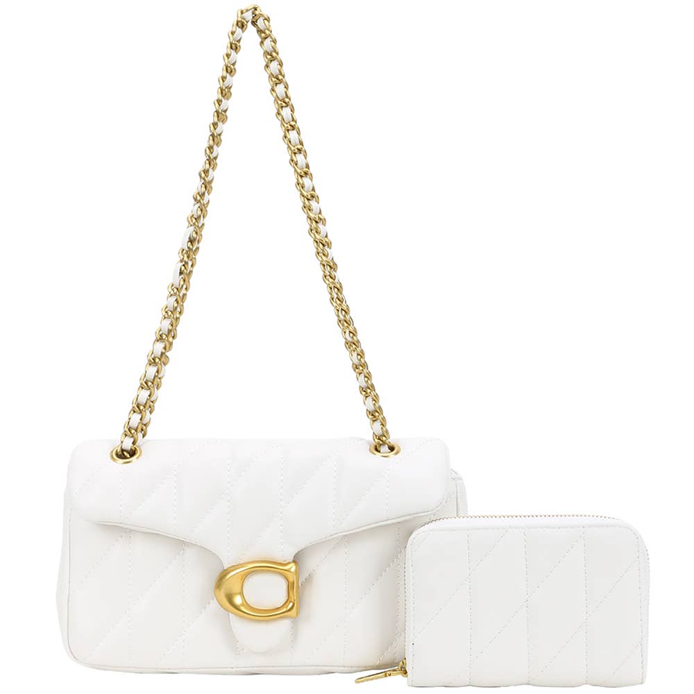 The Midnight Luxe Quilted Handbag & Wallet Set