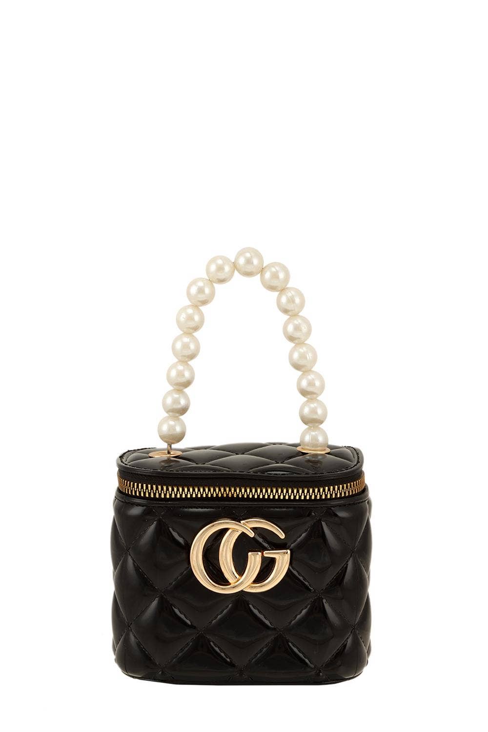Quilted Vanity Bag With Pearl Handle 2190
