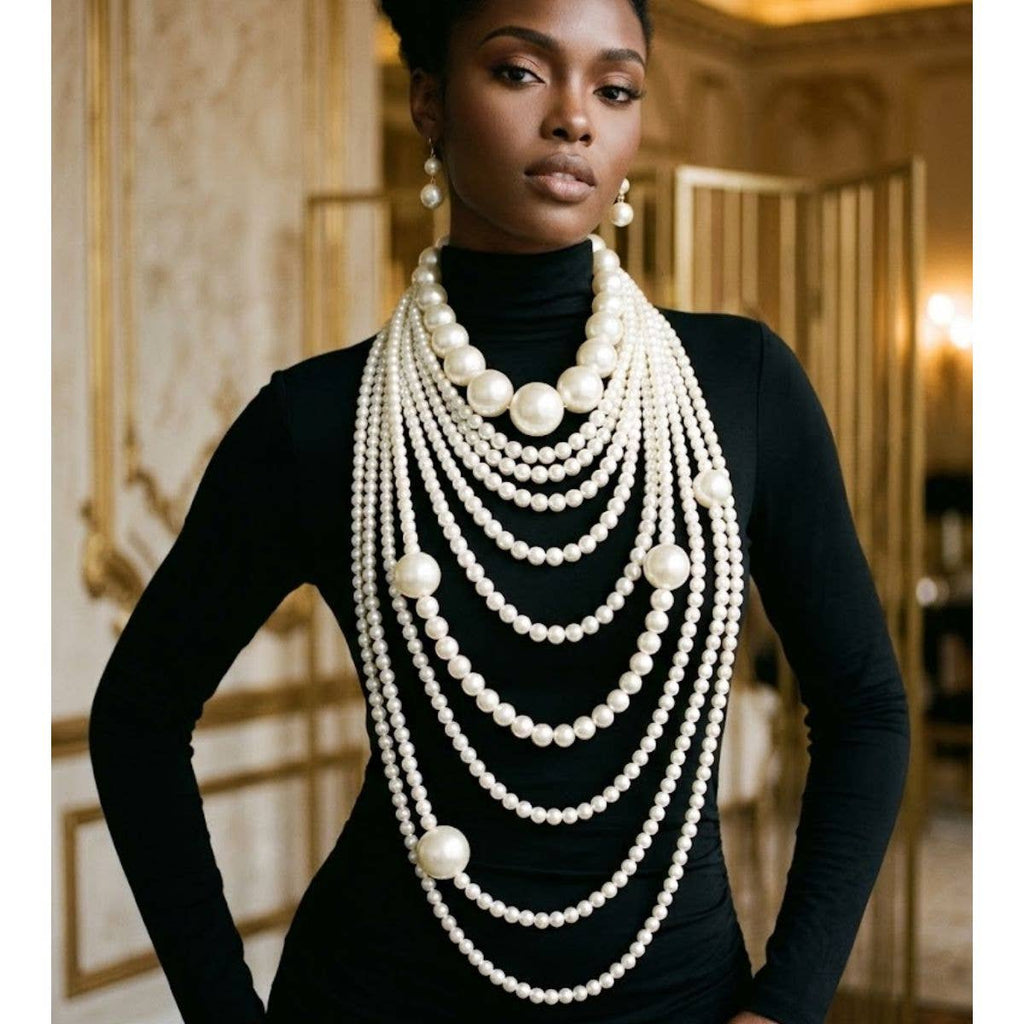 Luxe Elegance: Cream Multi-Strand Pearl Set