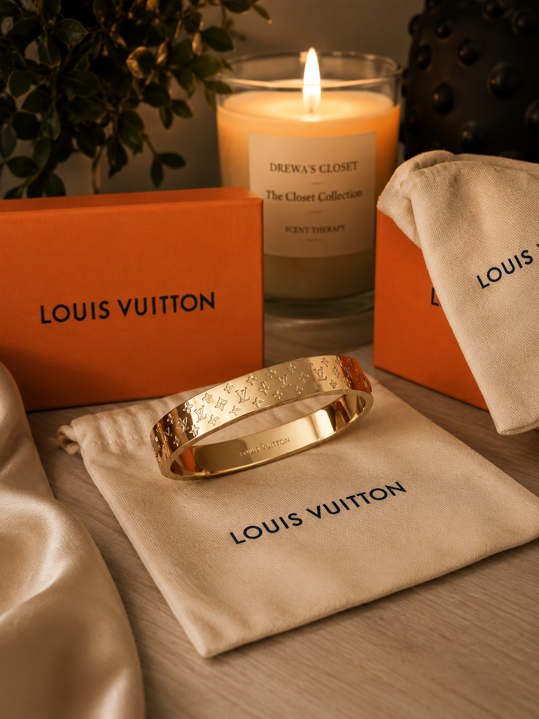 Monogram-Inspired Gold Cuff Bracelet
