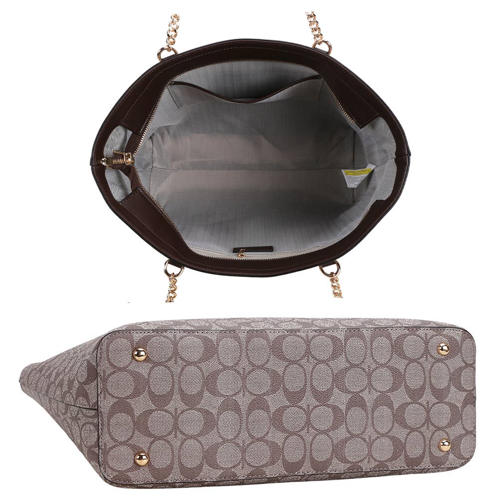 2IN1 OVAL MONOGRAM TOTE BAG W WALLET SET, XFT 9227T