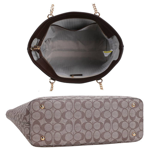 2IN1 OVAL MONOGRAM TOTE BAG W WALLET SET, XFT 9227T