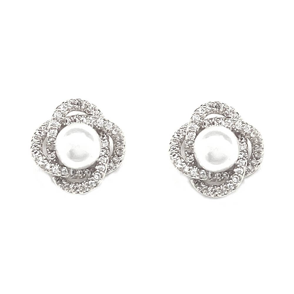Pearl CZ Halo Clip Earring, CE 5265