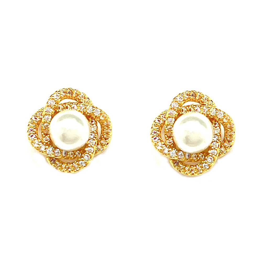 Pearl CZ Halo Clip Earring, CE 5265